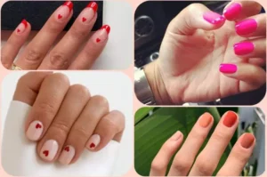 The image is a collage of four distinct and creative nail art designs, perfect for nail art enthusiasts.